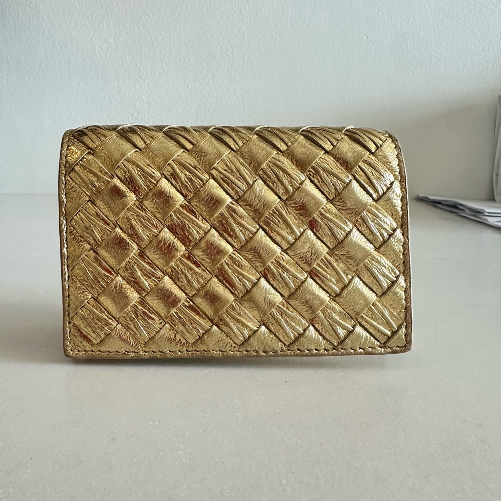 Bottega Veneta Gold Intreciatto Wallet